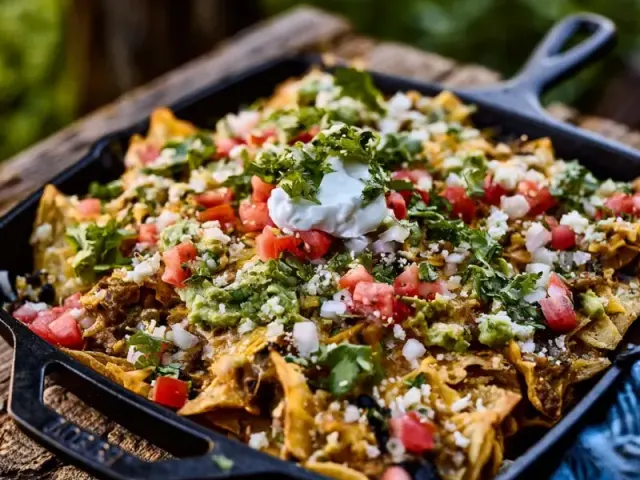 Campfire-Ready Cast Iron Skillet Nachos for Outdoor Cooking