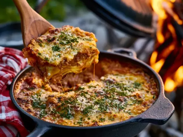 Foolproof Cast Iron Camping Lasagna