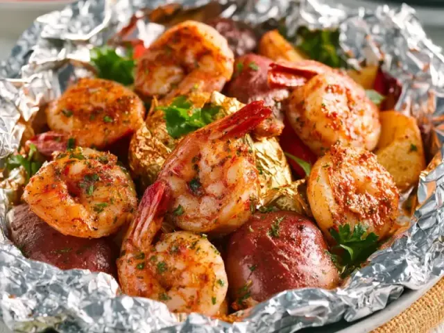 Quick Foil Packet Cajun Shrimp for Campfire or Grill